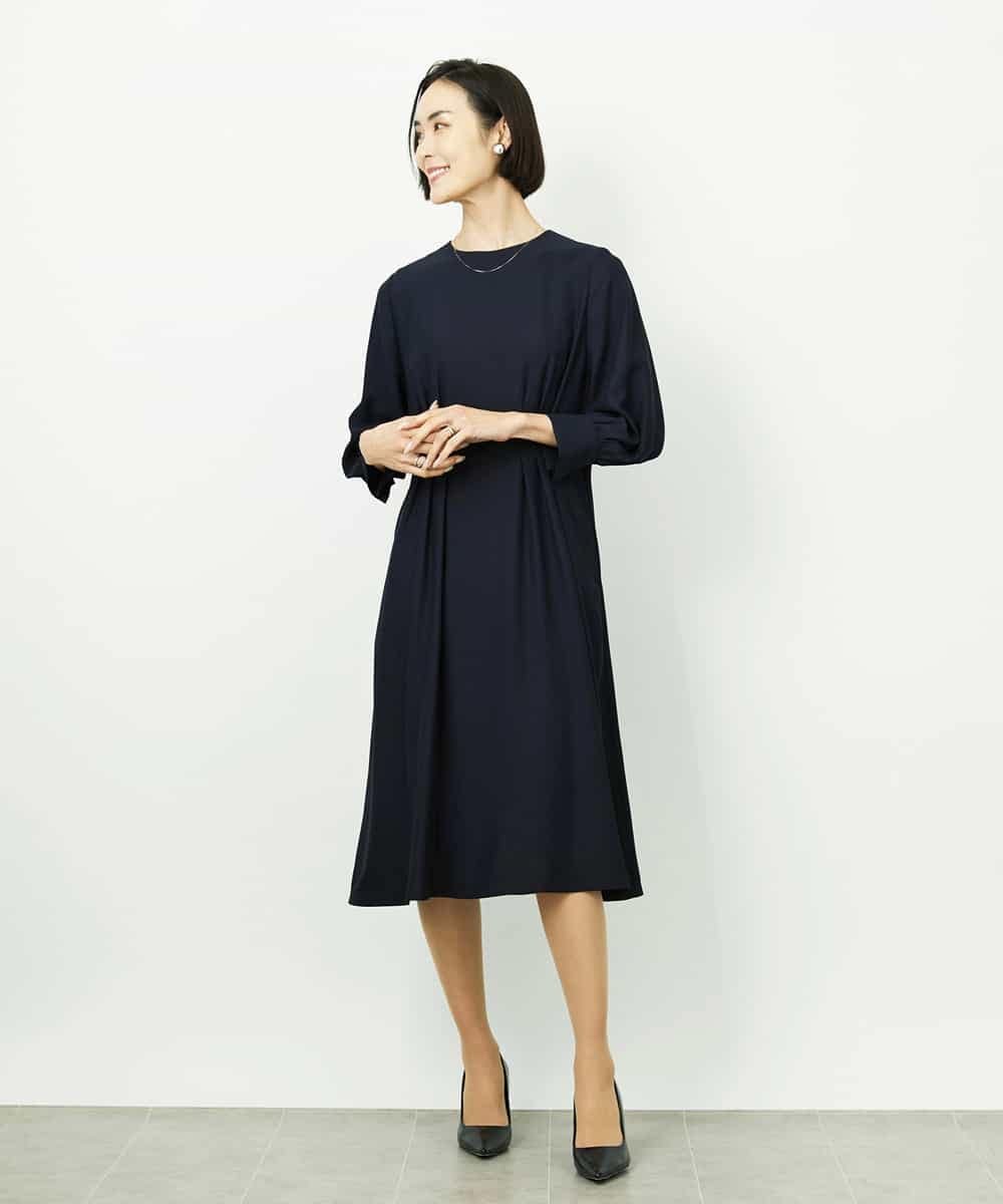 FMEDD08400 MICHEL KLEIN(ミッシェルクラン) [オケージョン/セレモニー]ドレープワンピース ネイビー