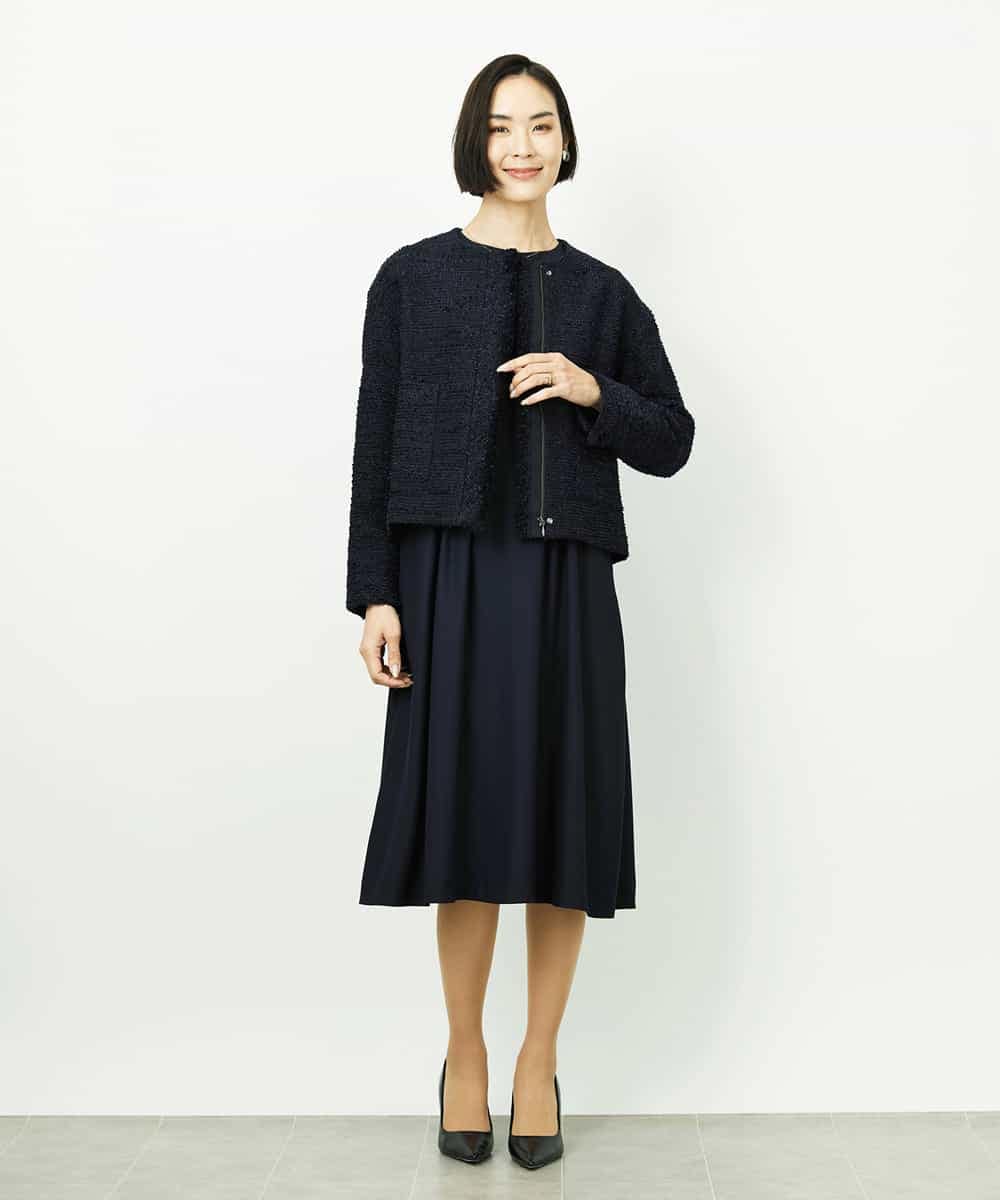 FMEDD08400 MICHEL KLEIN(ミッシェルクラン) [オケージョン/セレモニー]ドレープワンピース ネイビー