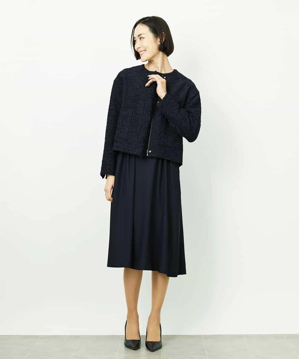 FMEDD08400 MICHEL KLEIN(ミッシェルクラン) [オケージョン/セレモニー]ドレープワンピース ネイビー