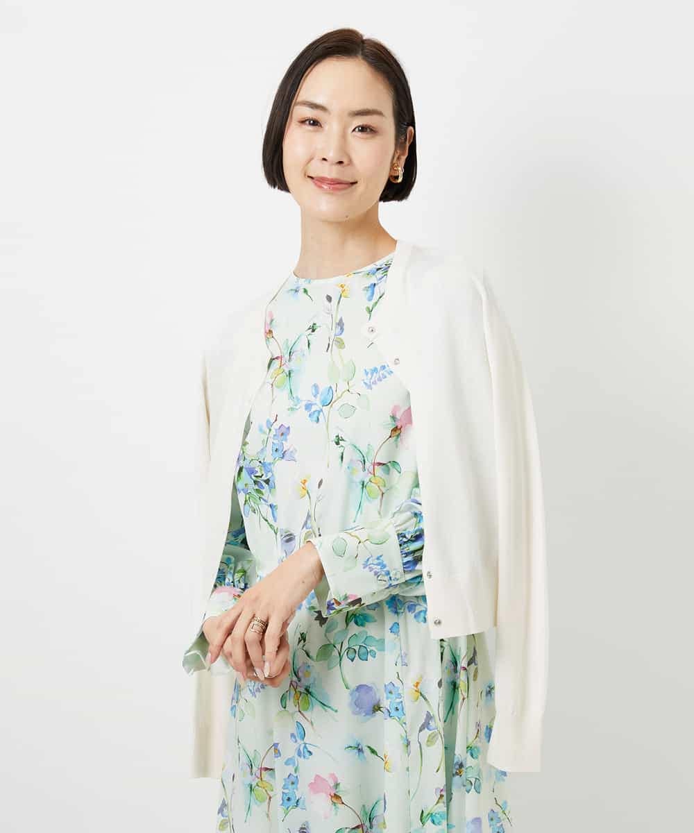 FMEDD12490 MICHEL KLEIN(ミッシェルクラン) フラワープリントワンピース グリーン