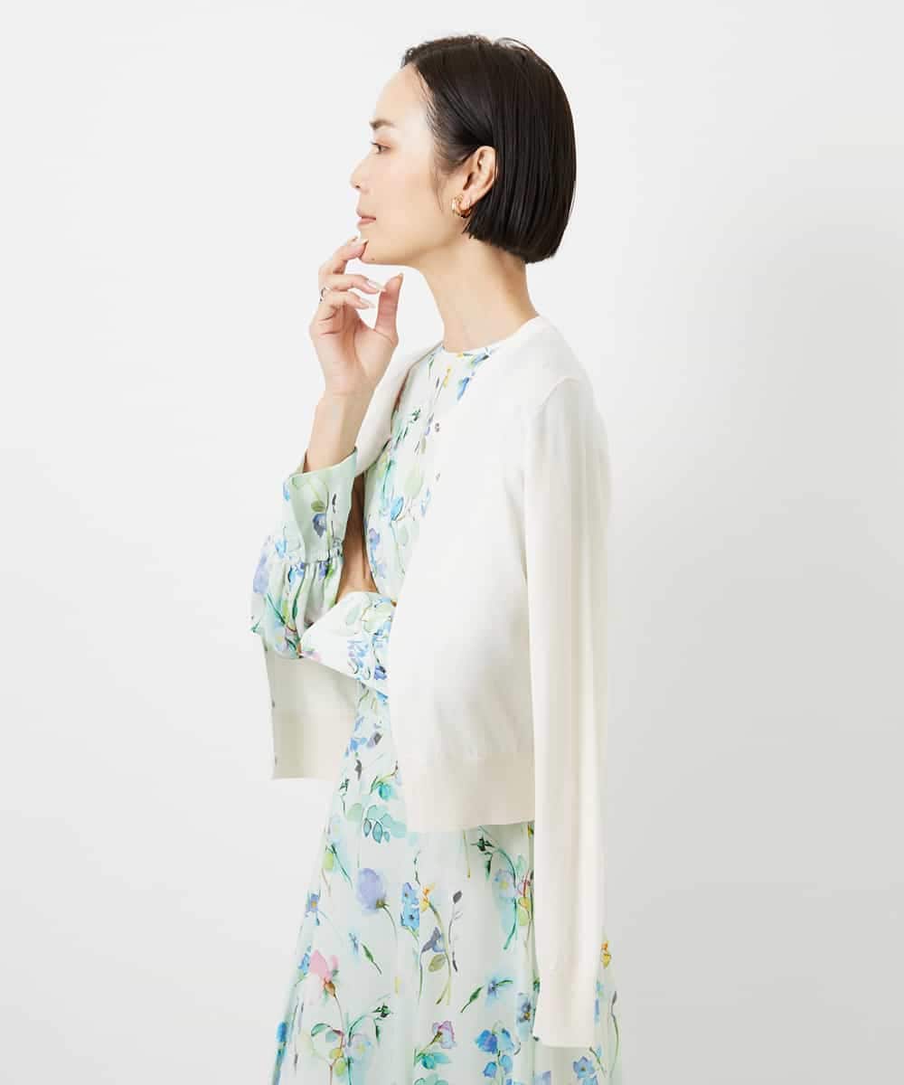 FMEDD12490 MICHEL KLEIN(ミッシェルクラン) フラワープリントワンピース グリーン