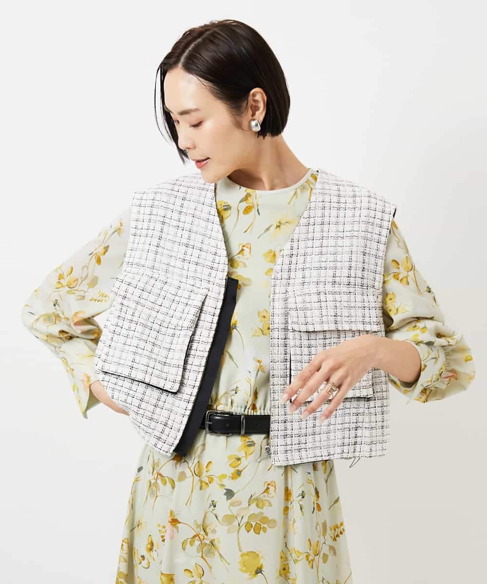 FMEDD12490 MICHEL KLEIN(ミッシェルクラン) フラワープリントワンピース グリーン