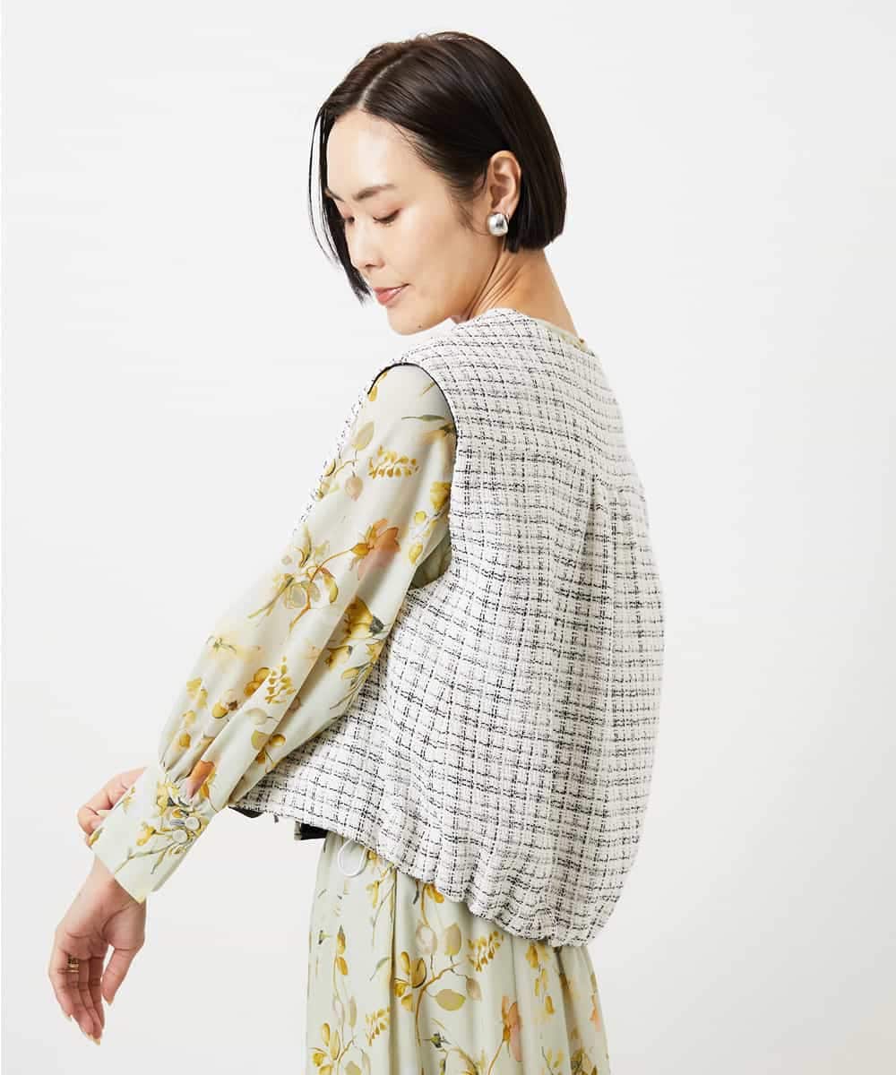 FMEDD12490 MICHEL KLEIN(ミッシェルクラン) フラワープリントワンピース グリーン