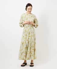 FMEDD12490 MICHEL KLEIN(ミッシェルクラン) フラワープリントワンピース グリーン