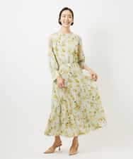 FMEDD12490 MICHEL KLEIN(ミッシェルクラン) フラワープリントワンピース グリーン