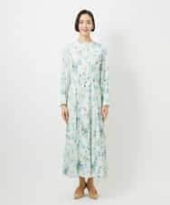 FMEDD12490 MICHEL KLEIN(ミッシェルクラン) フラワープリントワンピース グリーン