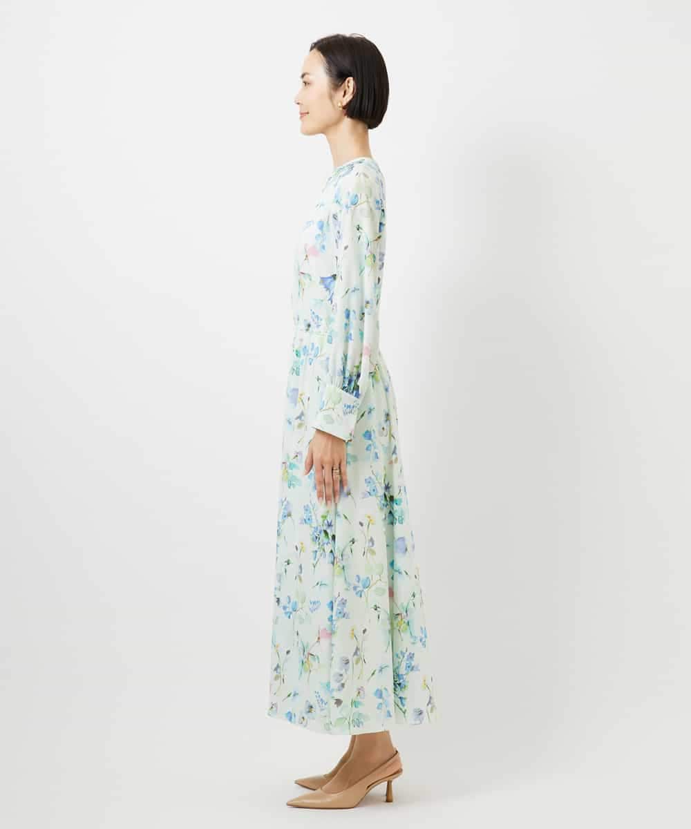 FMEDD12490 MICHEL KLEIN(ミッシェルクラン) フラワープリントワンピース グリーン