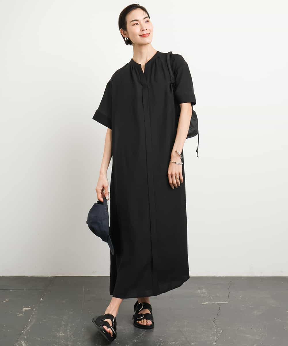 FMEGA05330 MICHEL KLEIN(ミッシェルクラン) 3WAYロングシャツワンピース ブラック