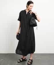 FMEGA05330 MICHEL KLEIN(ミッシェルクラン) 3WAYロングシャツワンピース ブラック