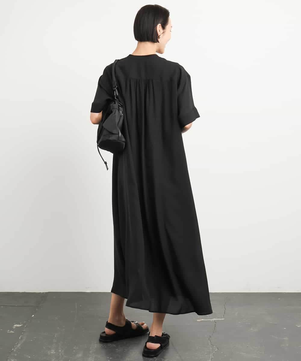 FMEGA05330 MICHEL KLEIN(ミッシェルクラン) 3WAYロングシャツワンピース ブラック