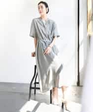 FMEGA05330 MICHEL KLEIN(ミッシェルクラン) 3WAYロングシャツワンピース ブラック