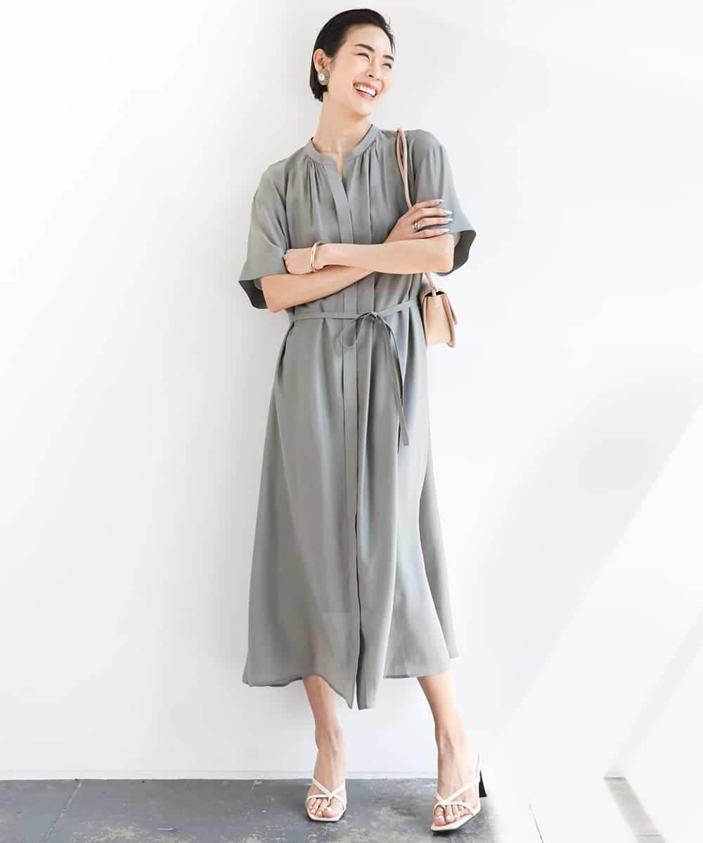 FMEGA05330 MICHEL KLEIN(ミッシェルクラン) 3WAYロングシャツワンピース ブラック