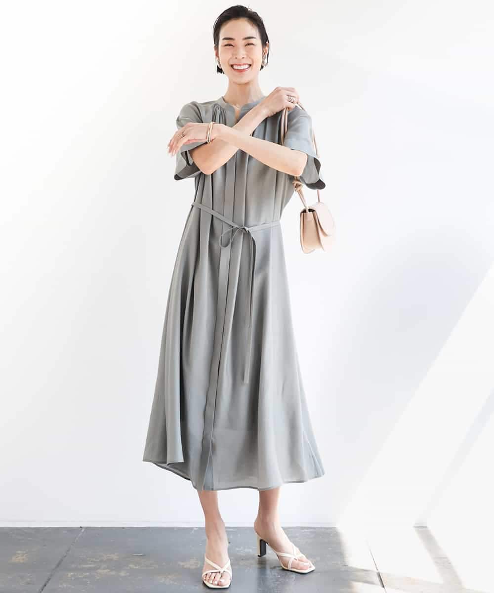 FMEGA05330 MICHEL KLEIN(ミッシェルクラン) 3WAYロングシャツワンピース ブラック