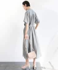 FMEGA05330 MICHEL KLEIN(ミッシェルクラン) 3WAYロングシャツワンピース ブラック