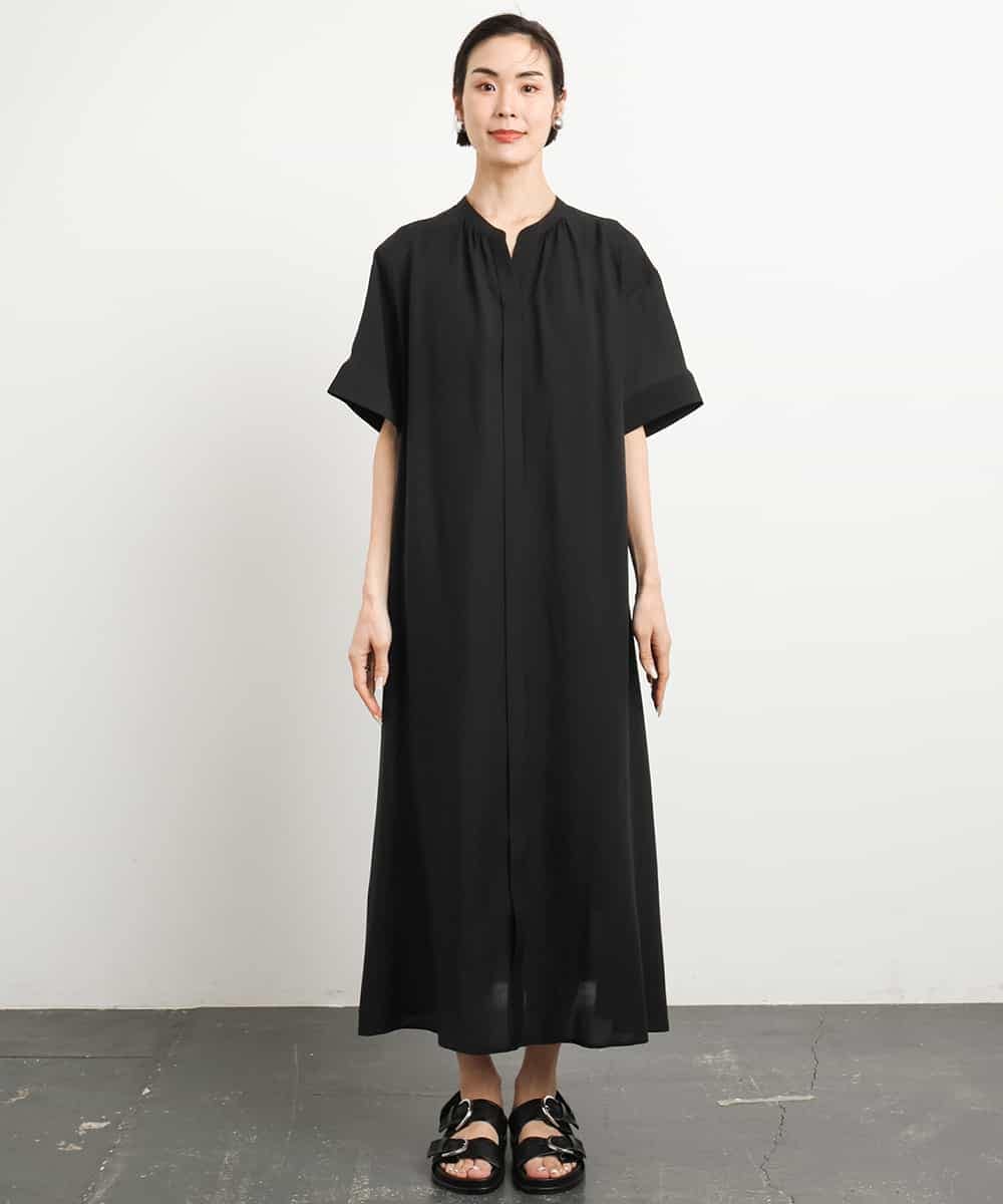 FMEGA05330 MICHEL KLEIN(ミッシェルクラン) 3WAYロングシャツワンピース ブラック