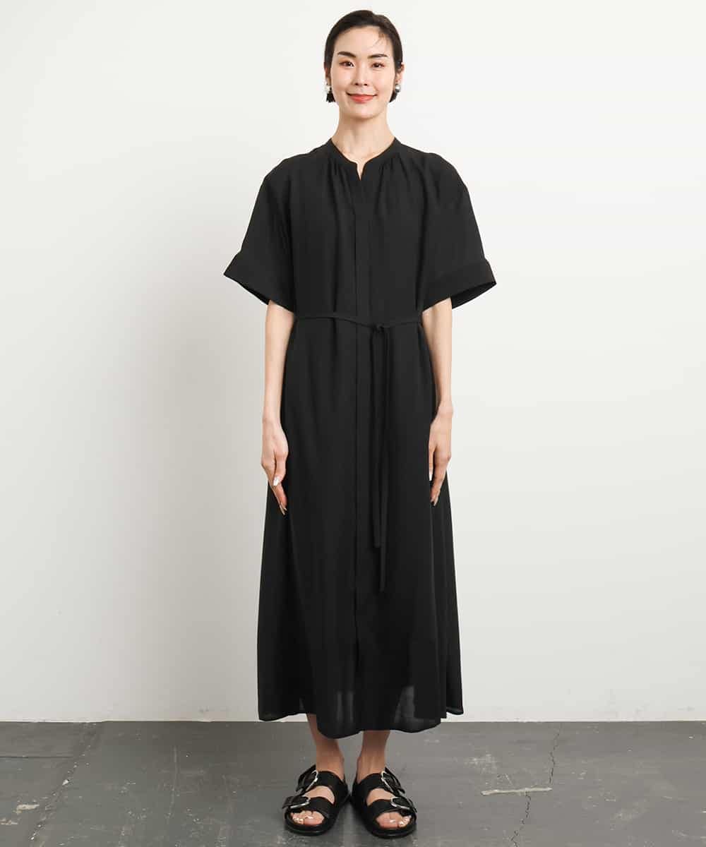 FMEGA05330 MICHEL KLEIN(ミッシェルクラン) 3WAYロングシャツワンピース ブラック