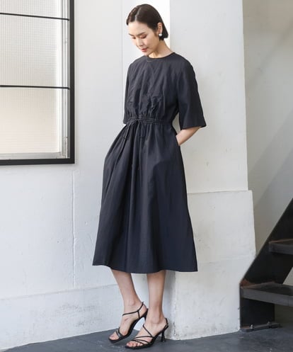 FMEGD07390 MICHEL KLEIN ナイロンクロス ギャザーワンピース