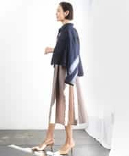 FMEGD07390 MICHEL KLEIN(ミッシェルクラン) ナイロンクロス ギャザーワンピース ブラウン