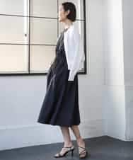 FMEGD07390 MICHEL KLEIN(ミッシェルクラン) ナイロンクロス ギャザーワンピース ブラウン