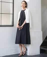 FMEGD07390 MICHEL KLEIN(ミッシェルクラン) ナイロンクロス ギャザーワンピース ブラウン