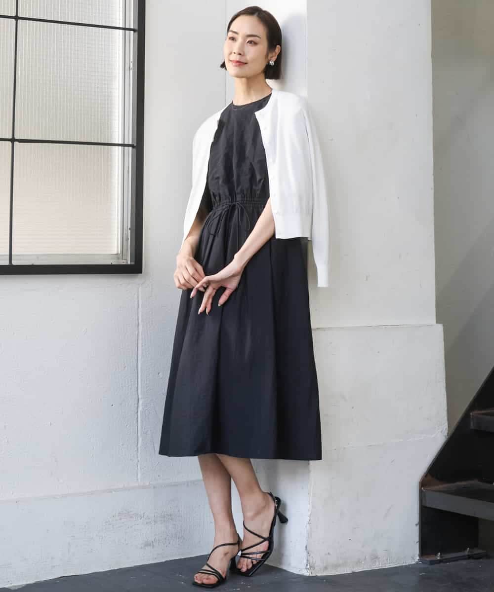 FMEGD07390 MICHEL KLEIN(ミッシェルクラン) ナイロンクロス ギャザーワンピース ブラウン