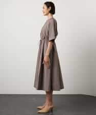 FMEGD07390 MICHEL KLEIN(ミッシェルクラン) ナイロンクロス ギャザーワンピース ブラウン