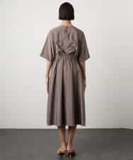 FMEGD07390 MICHEL KLEIN(ミッシェルクラン) ナイロンクロス ギャザーワンピース ブラウン