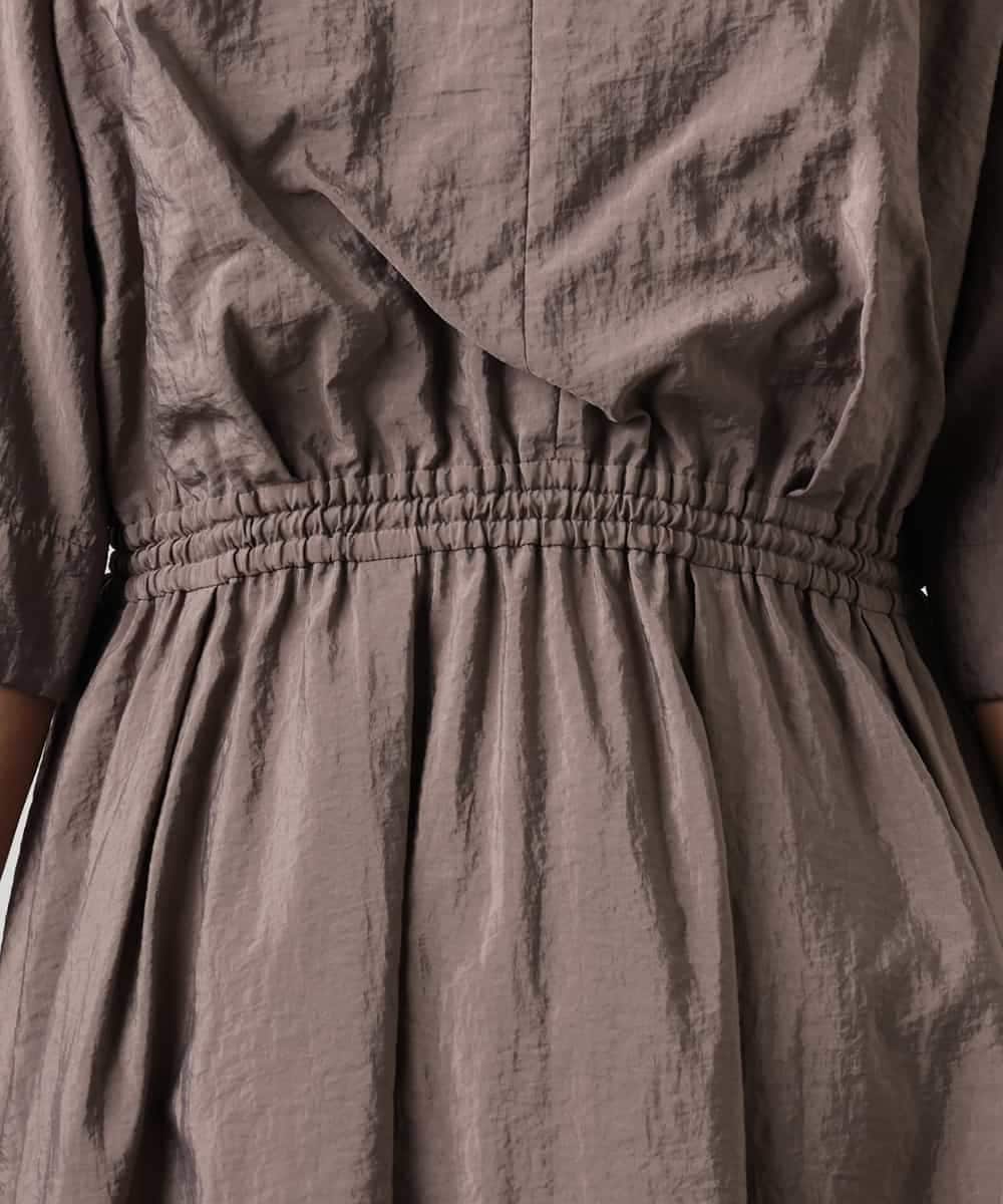 FMEGD07390 MICHEL KLEIN(ミッシェルクラン) ナイロンクロス ギャザーワンピース ブラウン