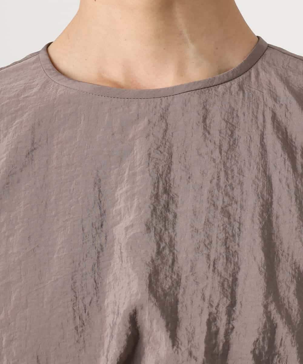 FMEGD07390 MICHEL KLEIN(ミッシェルクラン) ナイロンクロス ギャザーワンピース ブラウン