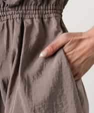 FMEGD07390 MICHEL KLEIN(ミッシェルクラン) ナイロンクロス ギャザーワンピース ブラウン