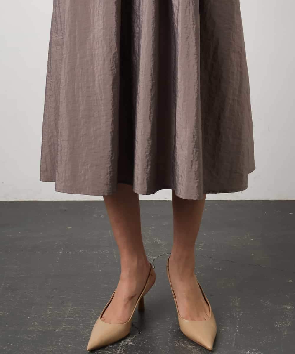 FMEGD07390 MICHEL KLEIN(ミッシェルクラン) ナイロンクロス ギャザーワンピース ブラウン