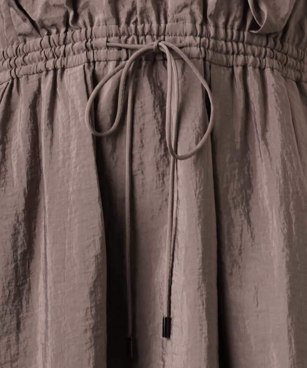 FMEGD07390 MICHEL KLEIN(ミッシェルクラン) ナイロンクロス ギャザーワンピース ブラウン