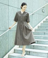 FMEGD09370 MICHEL KLEIN(ミッシェルクラン) フレアシャツワンピース ブルー