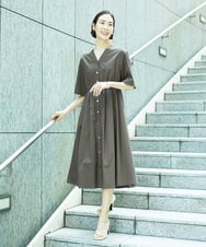FMEGD09370 MICHEL KLEIN(ミッシェルクラン) フレアシャツワンピース ブラウン