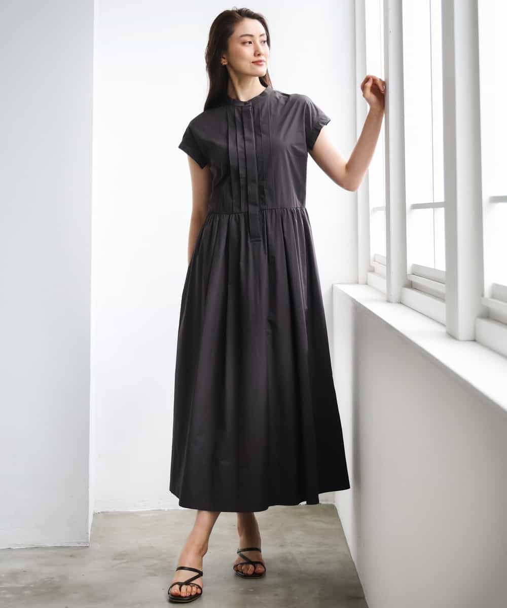 FMEGD09450 MICHEL KLEIN(ミッシェルクラン) フレンチスリーブフレアワンピース ブラック