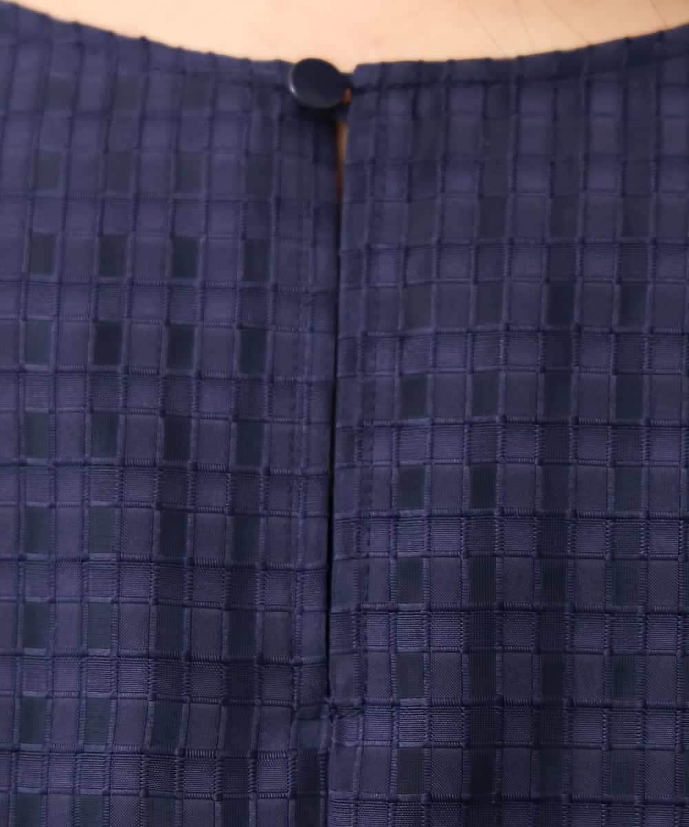 FMEGE13450 MICHEL KLEIN(ミッシェルクラン) シアーチェックジャガードワンピース ネイビー