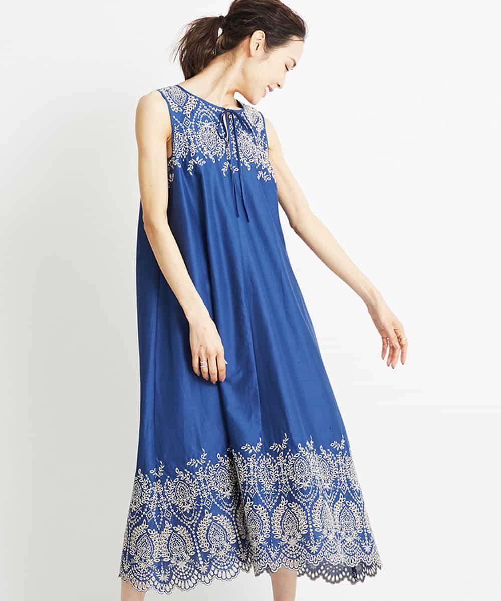 Michel Klein ミッシェルクラン 限定店舗展開 洗える フラワー刺繍ワンピース イトキンオンラインストア