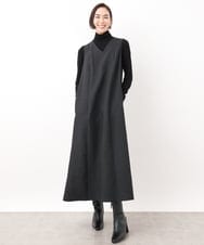 FMEGV35360 MICHEL KLEIN(ミッシェルクラン) ジャガードロングワンピース ブラック