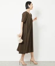 FMEGV45360 MICHEL KLEIN(ミッシェルクラン) Vネックサッカーワンピース ブラウン(87)