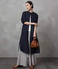 FMEHA05270 MICHEL KLEIN(ミッシェルクラン) シアーシャツワンピース ネイビー