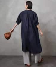 FMEHA05270 MICHEL KLEIN(ミッシェルクラン) シアーシャツワンピース ネイビー