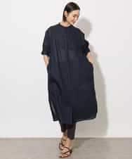 FMEHA05270 MICHEL KLEIN(ミッシェルクラン) シアーシャツワンピース ネイビー