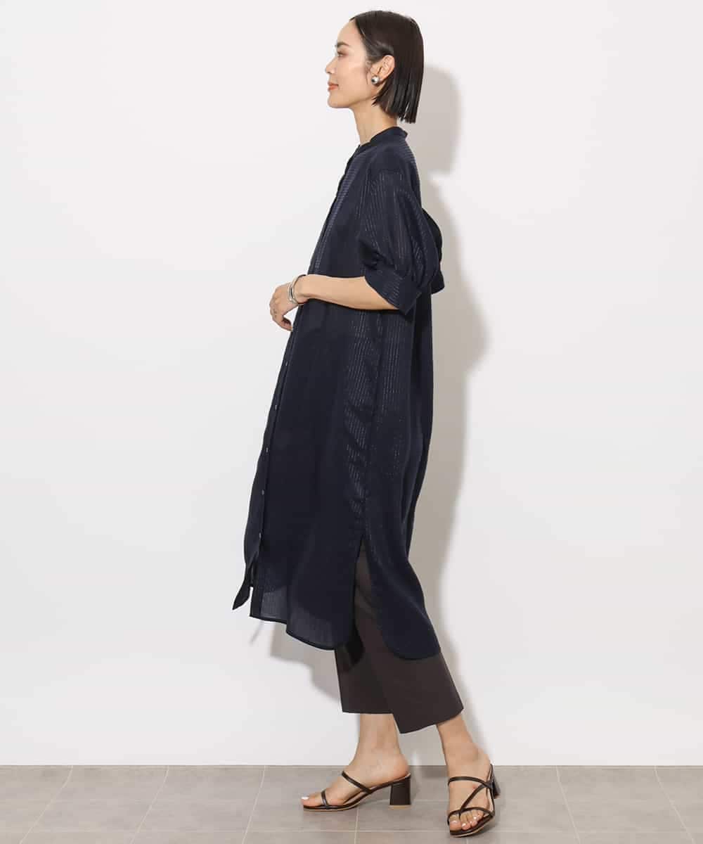 FMEHA05270 MICHEL KLEIN(ミッシェルクラン) シアーシャツワンピース ネイビー