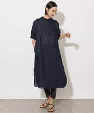 FMEHA05270 MICHEL KLEIN(ミッシェルクラン) シアーシャツワンピース ネイビー