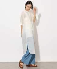 FMEHA05270 MICHEL KLEIN(ミッシェルクラン) シアーシャツワンピース ネイビー