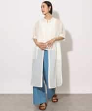 FMEHA05270 MICHEL KLEIN(ミッシェルクラン) シアーシャツワンピース ネイビー