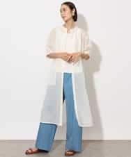 FMEHA05270 MICHEL KLEIN(ミッシェルクラン) シアーシャツワンピース ネイビー
