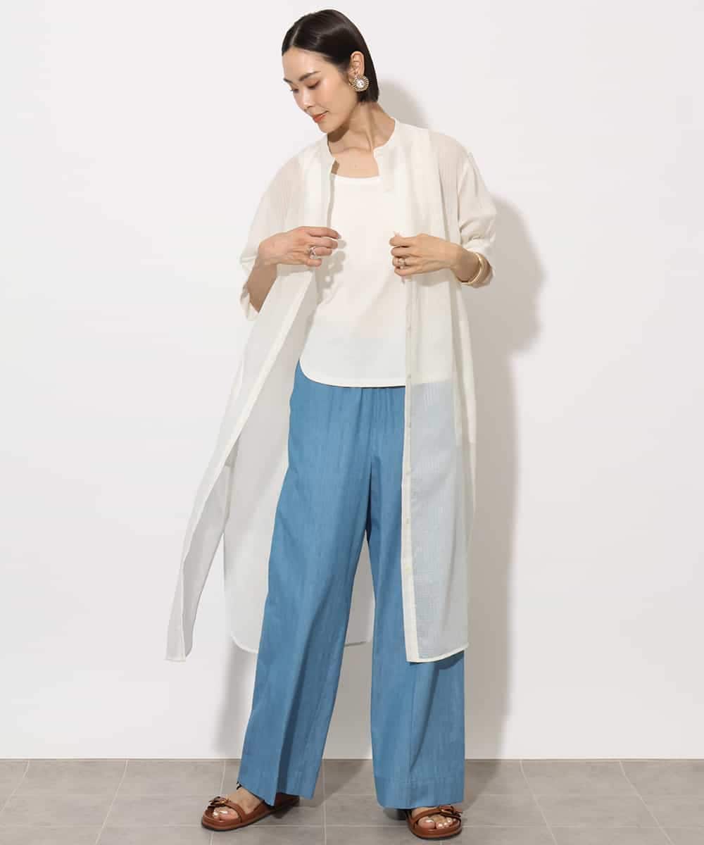 FMEHA05270 MICHEL KLEIN(ミッシェルクラン) シアーシャツワンピース ネイビー