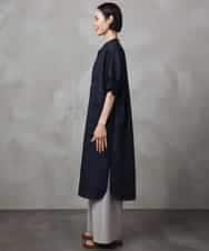 FMEHA05270 MICHEL KLEIN(ミッシェルクラン) シアーシャツワンピース ネイビー