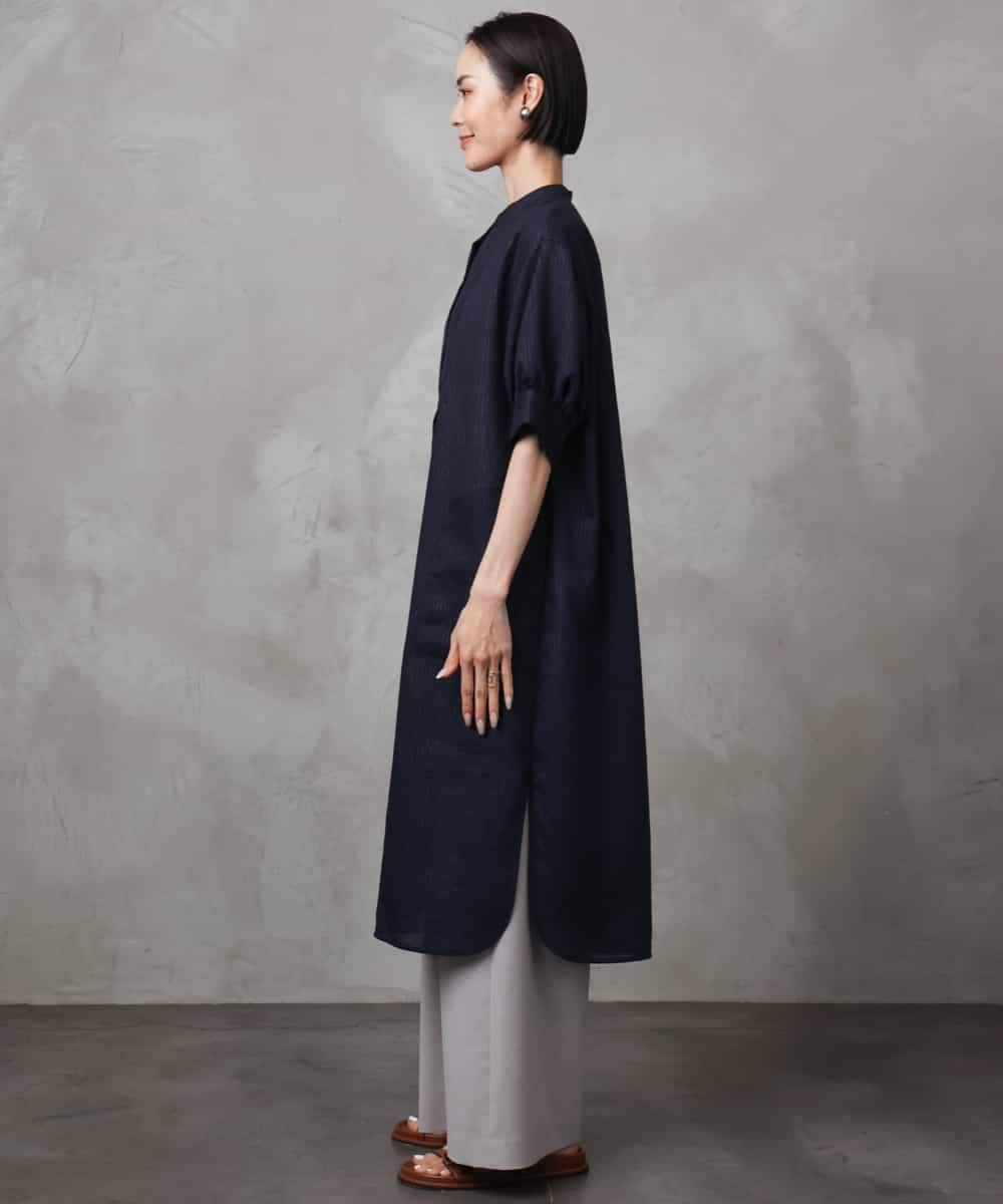 FMEHA05270 MICHEL KLEIN(ミッシェルクラン) シアーシャツワンピース ネイビー